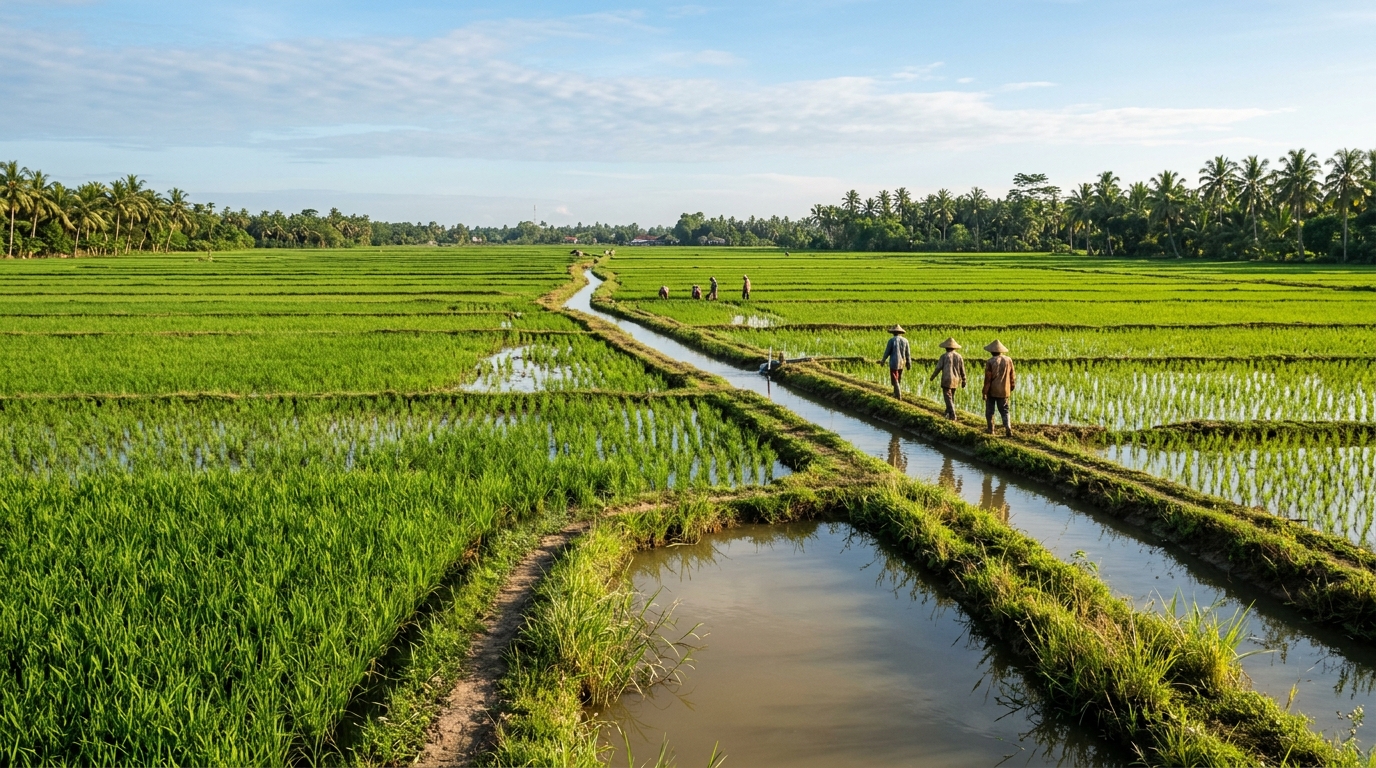 Hamparan Padi Sawah Pasang Surut Banyuasin